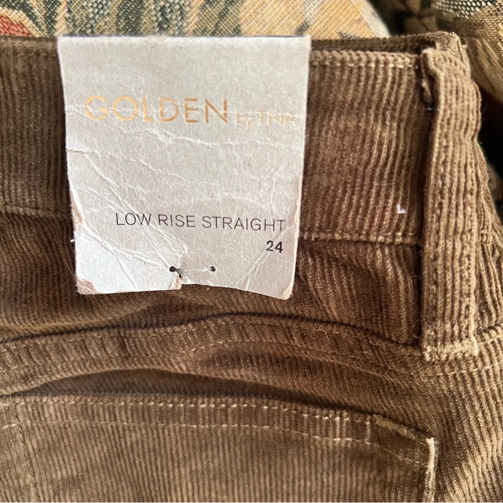 Aritzia Golden by TNA Low Rise Straight Dark Olive Corduroy Pants Size 24 NWT - Picture 16 of 17